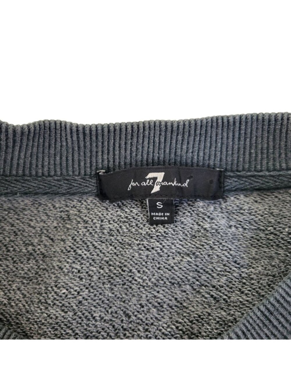 7 For All Mankind Womens Ruffle Sleeve Cropped Sweatshirt Small Gray Cotton Blen - Picture 3 of 6